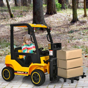 Kids Ride on Forklift 12V Battery Powered Electric Riding Toy Car Construction Vehicle with Remote & Back Trunk