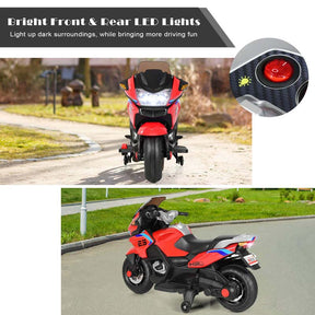 Canada Only - 12V Kids Ride On Motorcycle with Training Wheels & LED Lights