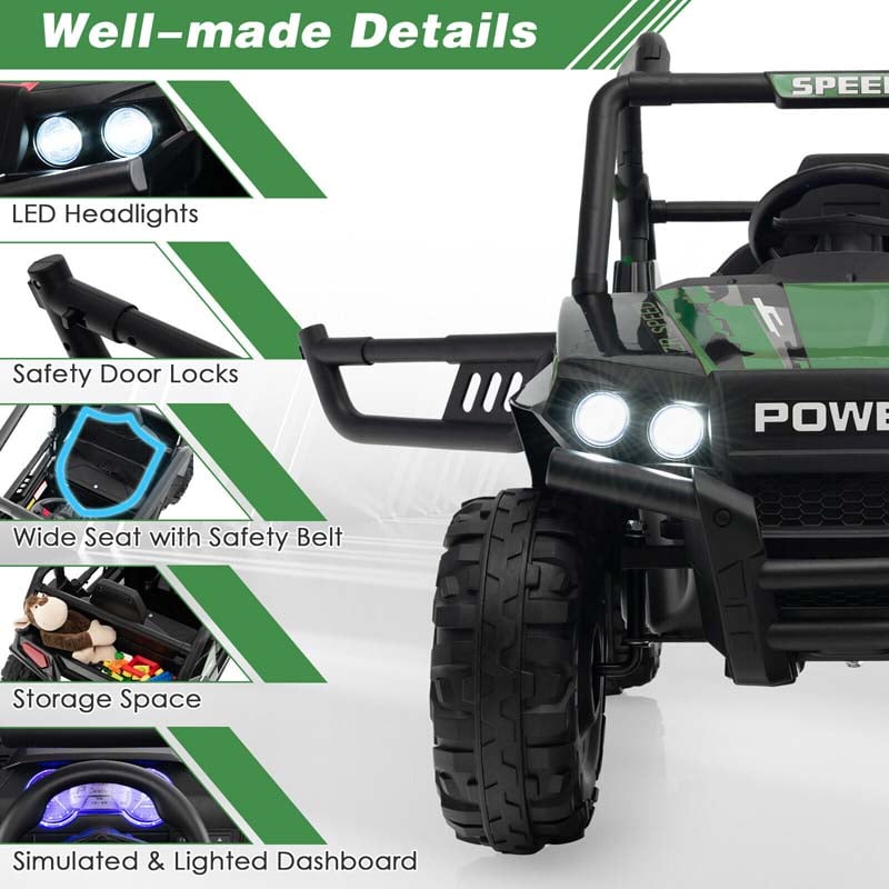 12V Kids Ride On UTV Battery Powered Electric Off-Road Buggy with Remote Control, LED Headlights & Music