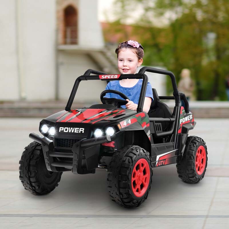 12V Kids Ride On UTV Battery Powered Electric Off-Road Buggy with Remote Control, LED Headlights & Music