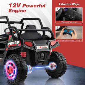 12V Kids Ride On UTV Battery Powered Electric Off-Road Buggy with Remote Control, LED Headlights & Music