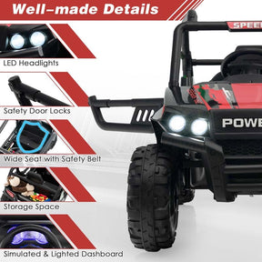 12V Kids Ride On UTV Battery Powered Electric Off-Road Buggy with Remote Control, LED Headlights & Music