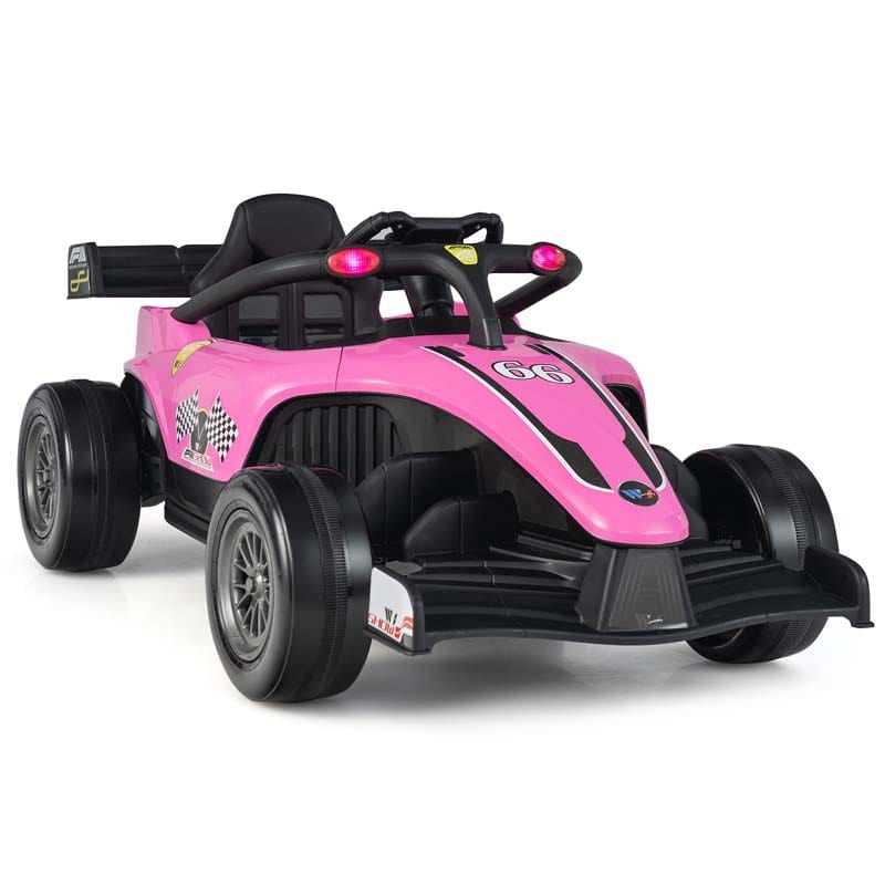 Kids Ride on Formula Racing Car, 12V Battery Powered Electric Racing Truck with Shock Absorbing Wheels