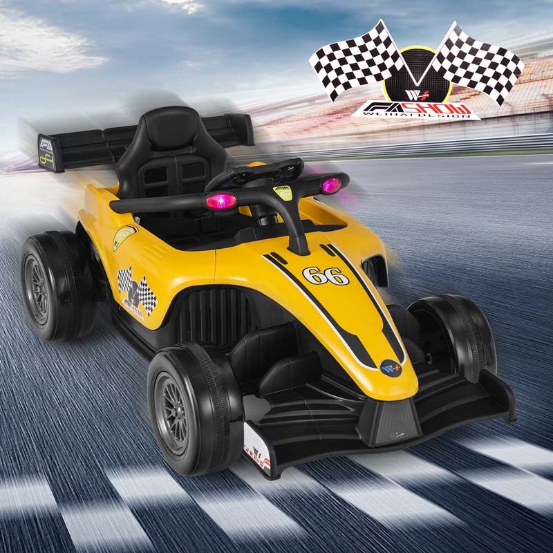 Kids Ride on Formula Racing Car, 12V Battery Powered Electric Racing Truck with Shock Absorbing Wheels