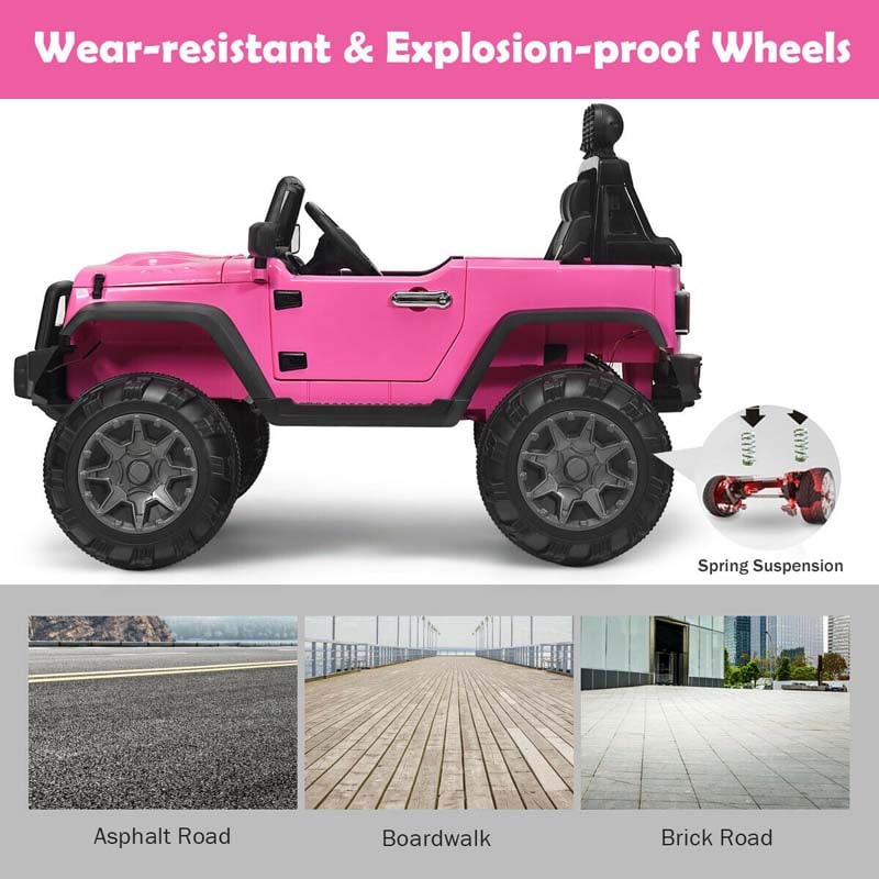 Canada Only - 12V Kids Ride On Jeep Car with Spring Suspension & Trunk
