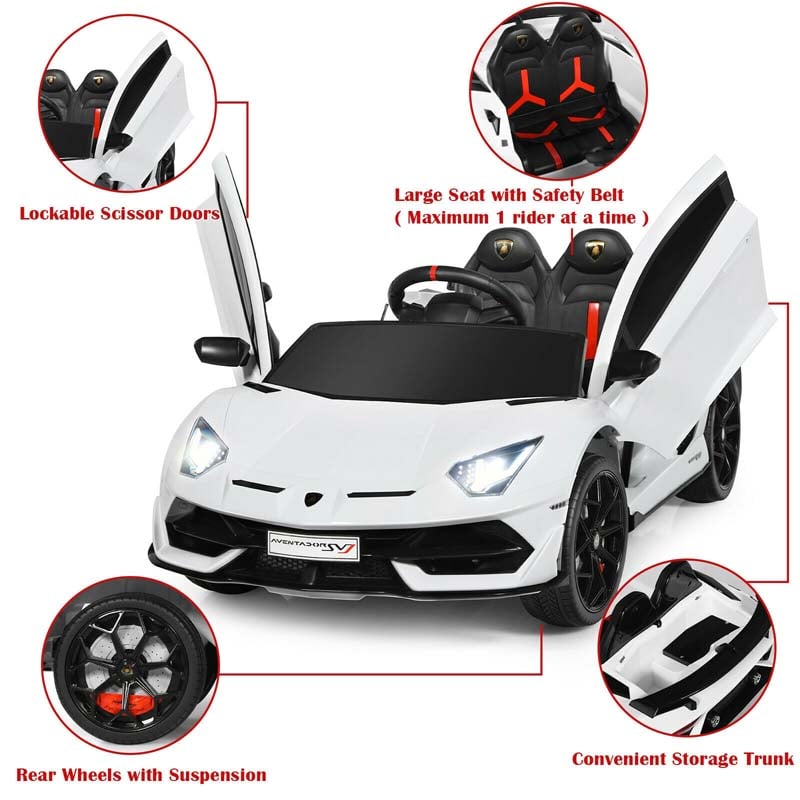 Canada Only - 12V Licensed Lamborghini SVJ Kids Ride-On Car with Trunk & Remote