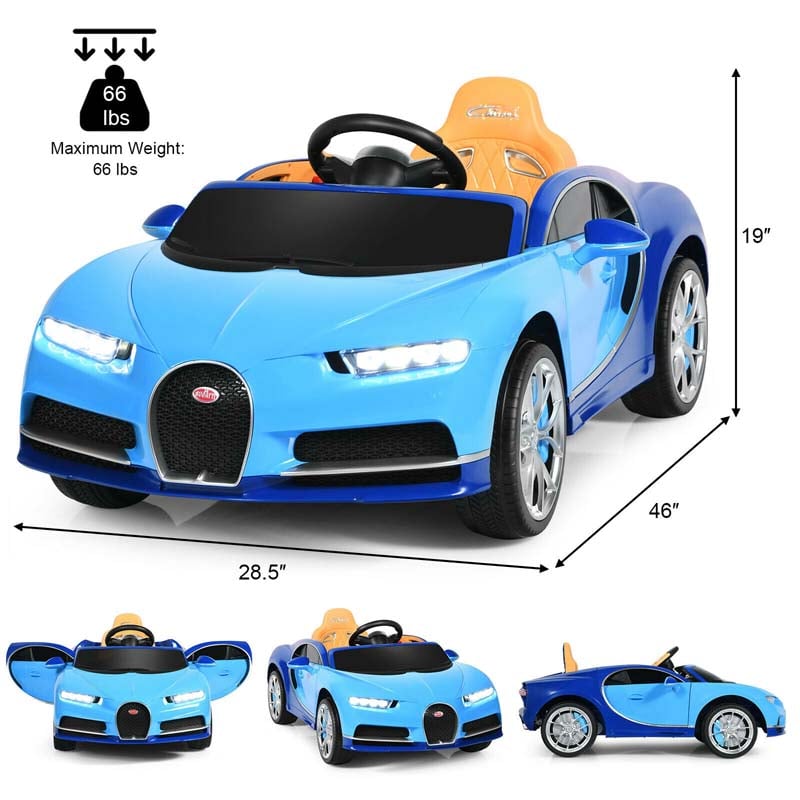 12V Licensed Bugatti Chiron Kids Ride on Car Battery Powered Electric Vehicle with 2.4G Remote Control