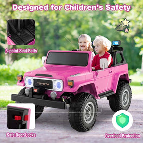 Licensed Toyota FJ40 2-Seater Kids Ride On Truck 12V Battery Powered Electric Riding Toy Car with Laser Lights