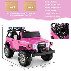 Canada Only - 12V Licensed Toyota FJ40 2-Seater Kids Ride On Truck with Laser Lights