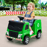 12V Kids Ride On Recycling Trash Truck Battery Powered RC Riding Toy Car with Recycling Accessories