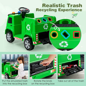 Canada Only - 12V Kids Ride On Recycling Trash Truck with Recycling Accessories