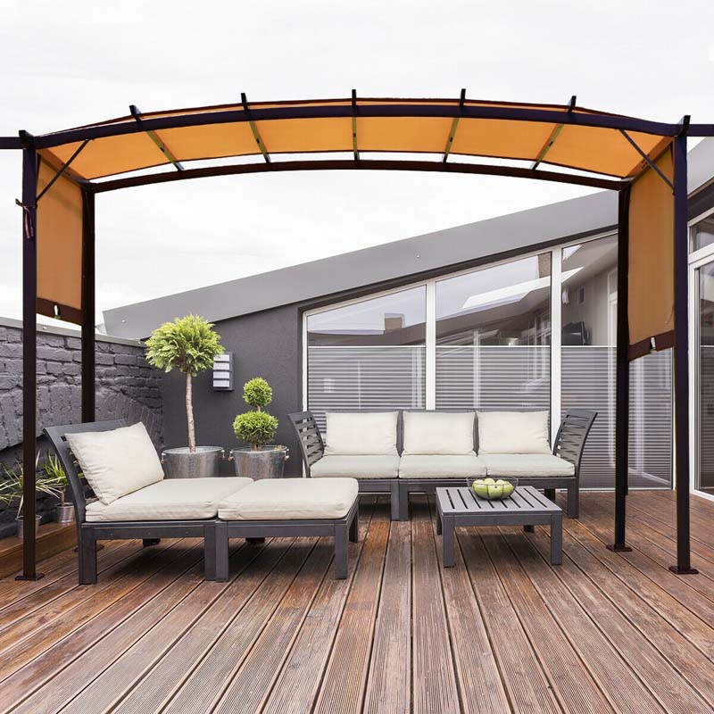 12 x 9 FT Metal Pergola Outdoor Patio Gazebo Canopy Sun Shelter with Removable Canopy Cover