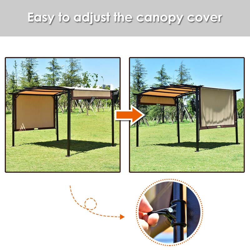 12 x 9 FT Metal Pergola Outdoor Patio Gazebo Canopy Sun Shelter with Removable Canopy Cover
