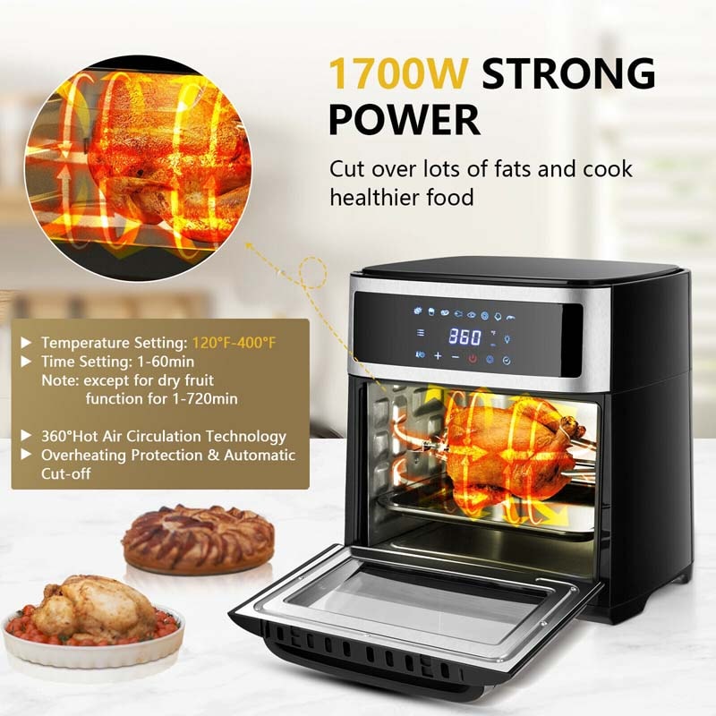 9 in 1 Air Fryer Oven with Dehydrate, 1700W Electric Toaster Oven