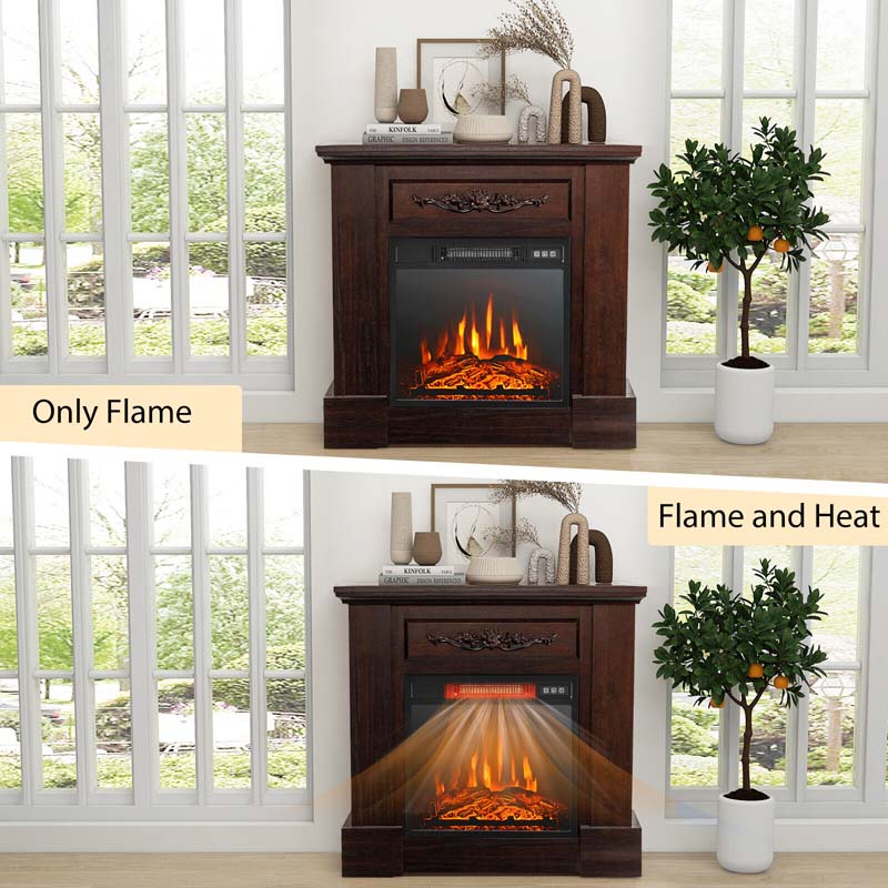 Canada Only - 32" 1400W Electric TV Stand Fireplace Heater Mantel with 3D Flame