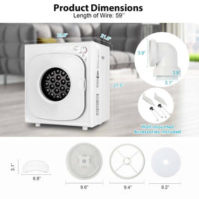 13.2 lbs Portable Clothes Dryer with Touch Panel, 1500W Front Load Tumble Laundry Dryer for Apartment Dorm