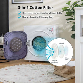 13.2 lbs Portable Clothes Dryer with Touch Panel, 1500W Front Load Tumble Laundry Dryer for Apartment Dorm