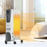 1500W Oil Filled Radiator Heater with Adjustable Thermostat, 3 Heat Settings & Safety Shut-Off, Portable Electric Space Heater for Bedroom Home Office