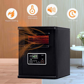 1500W Infrared Space Heater Portable Quartz Mini Electric Heater with Remote Control, Timer & Filter