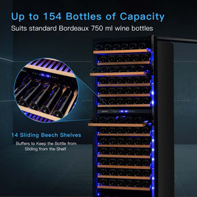 154-Bottle Dual Zone Wine Cooler Refrigerator Wine Cellar Freestanding or Built-in Wine Fridge