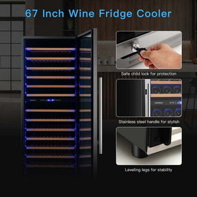 154-Bottle Dual Zone Wine Cooler Refrigerator Wine Cellar Freestanding or Built-in Wine Fridge