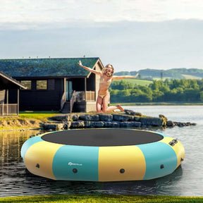 15 FT Inflatable Water Bouncer Trampoline Portable Bounce Swim Platform for Lakes Pools Calm Sea