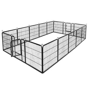 40" 16/8 Panel Pet Playpen with Door, Foldable Dog Exercise Pen, Metal Dog Puppy Cat Fence Barrier Kennel