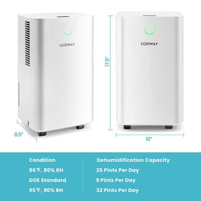 1750 Sq. Ft 32 Pints Portable Dehumidifier for Basements & Home with Auto Defrost & 24H Timer