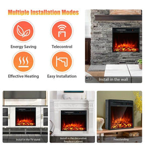 18" 1500W Electric Fireplace Heater with 5 Flame Effects, Freestanding & Wall Mounted Electric Fireplace Insert
