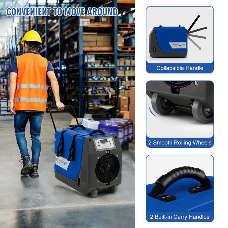 180 PPD Portable Commercial Dehumidifier for Basement, Industrial Dehumidifier with Pump & 24.6ft Drain Hose