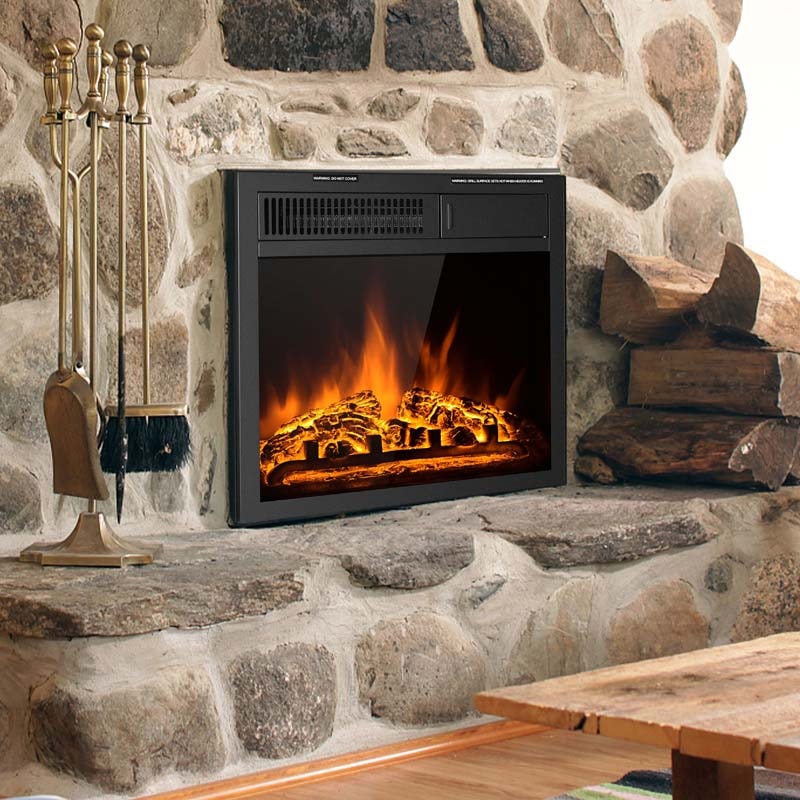 18" Electric Fireplace Insert, 1500W Recessed & Freestanding Electric Fireplace Heater with 7-Brightness Flame