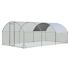 19 FT Large Metal Chicken Coop Walk-in Dome Poultry Cage Hen Run House Rabbits Habitat Cage with Cover