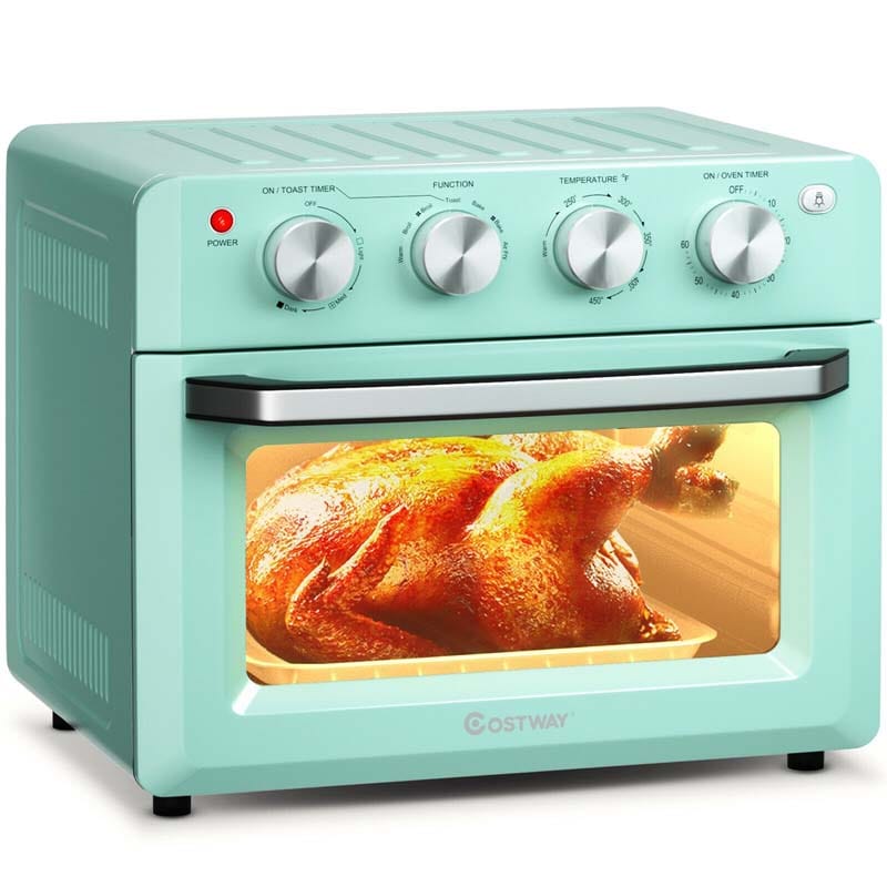 19 QT Toaster Oven Countertop, 7-in-1 1550W Convection Air Fryer with Timer, Temperature Control, 5 Accessories