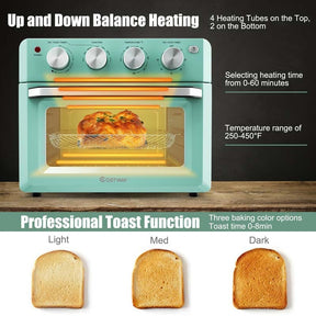 19 QT Toaster Oven Countertop, 7-in-1 1550W Convection Air Fryer with Timer, Temperature Control, 5 Accessories