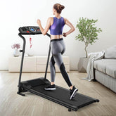 Folding Treadmill, 1HP Electric Motorized Portable Running Walking Machine for Home Office with LCD Monitor & Cup Holder
