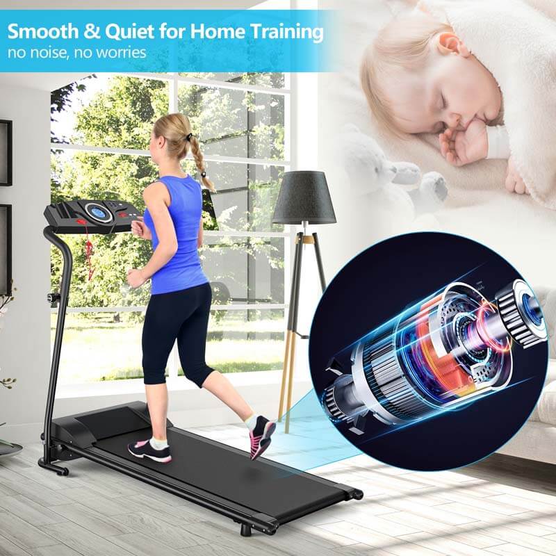 Folding Treadmill, 1HP Electric Motorized Portable Running Walking Machine for Home Office with LCD Monitor & Cup Holder