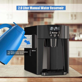 36LBS/24H 2 In 1 Countertop Ice Maker Water Dispenser, Auto-Clean Portable Ice Machine