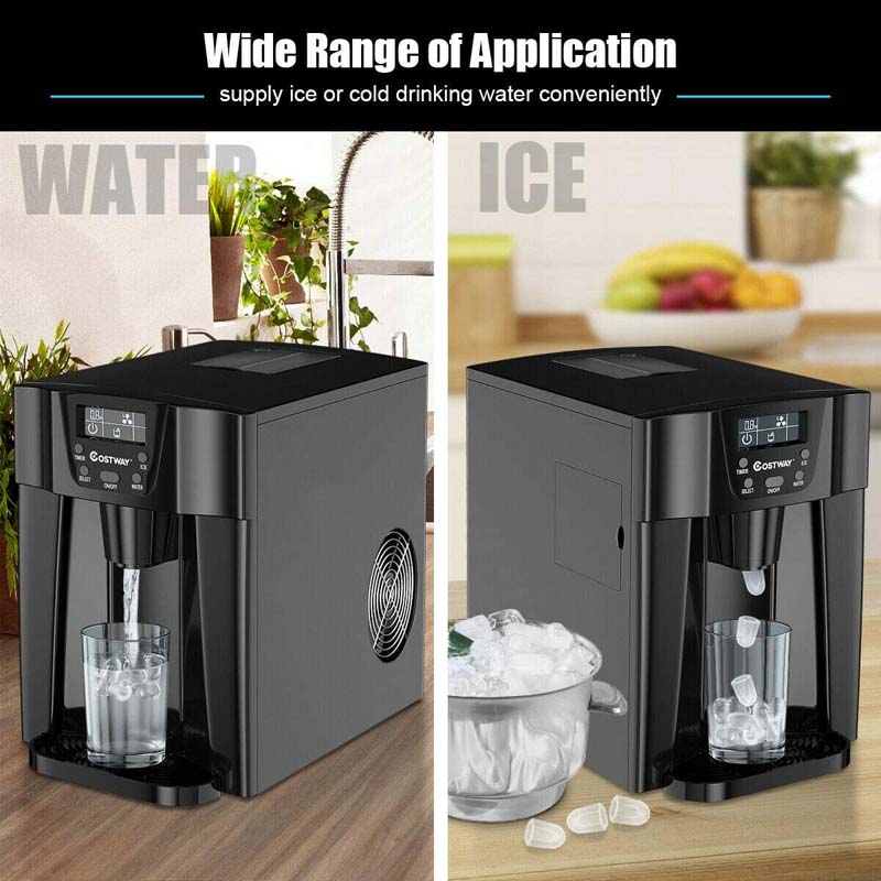 36LBS/24H 2 In 1 Countertop Ice Maker Water Dispenser, Auto-Clean Portable Ice Machine