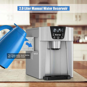 36LBS/24H 2 In 1 Countertop Ice Maker Water Dispenser, Auto-Clean Portable Ice Machine