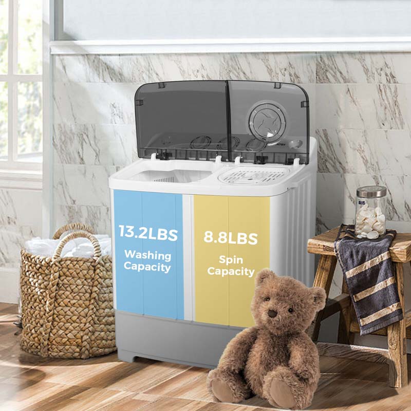 thumbnail image 2 of 30Lbs Portable 2-in-1 Compact Twin Tub Washing Machine & Spinner - 19lb Washer, Electric 2 of 5