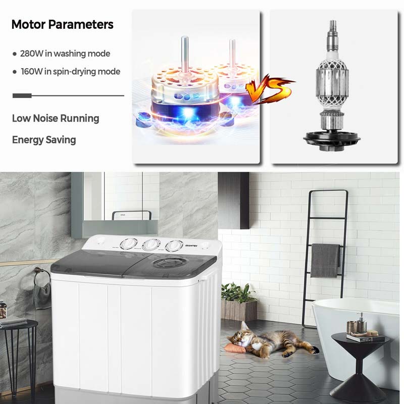 22 LBS 2-in-1 Portable Washing Machine with Drain Pump, Twin Tub Top Load Washer Dryer Combo for RV Apartment