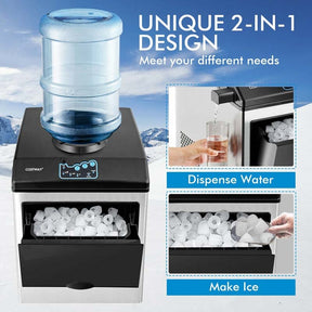 Canada Only - 48LBS/24H 2-in-1 Stainless Steel Countertop Ice Maker with Water Dispenser