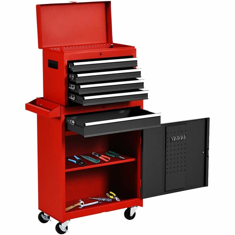 5-Drawer Rolling Tool Chest Removable Tool Storage Cabinet Metal Toolbox Organizer with Lock