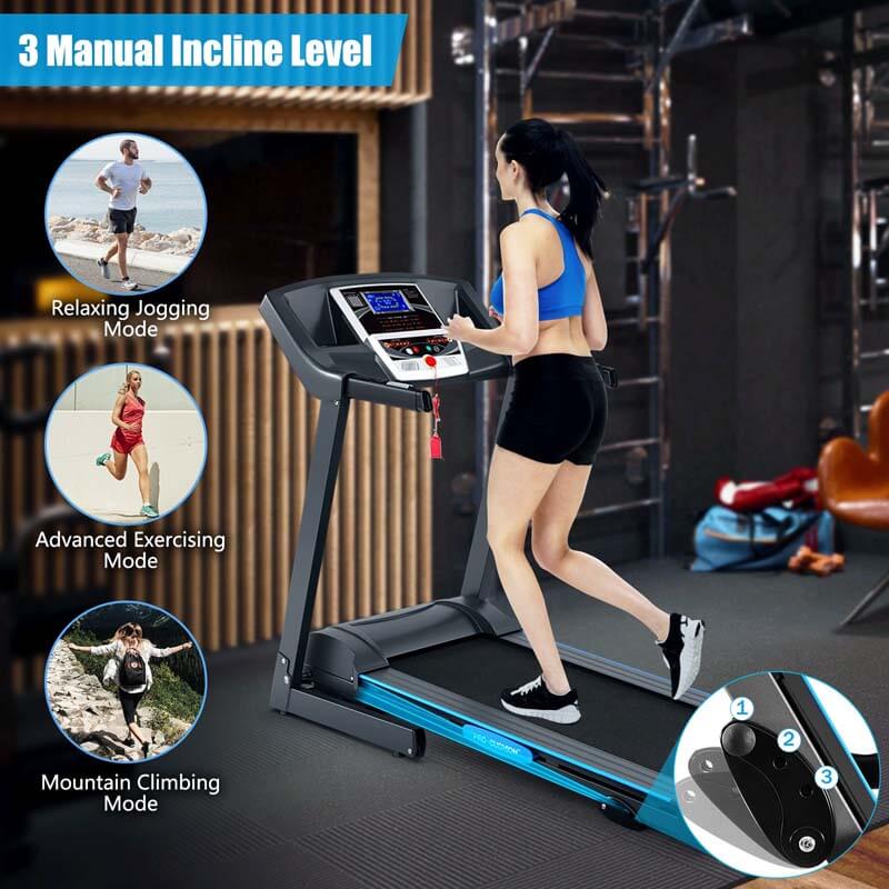 2.25HP Folding Treadmill, Electric Motorized Fitness Jogging Running Machine with Manual Incline, LCD Display