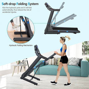2.25HP Folding Treadmill for Home/Gym, Electric Motorized Portable Running Walking Exercise Machine with Blue-Ray LCD Display