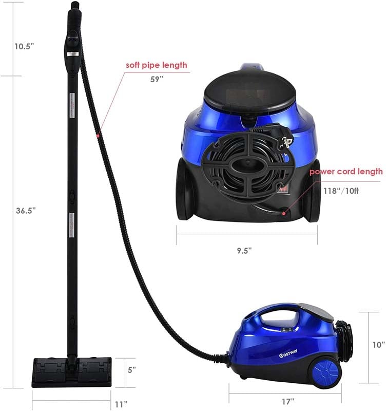 2000W Steam Cleaner, Multipurpose Household Steamer, Heavy Duty Rolling Cleaning Machine with 19 Accessories, 1.5L Water Tank