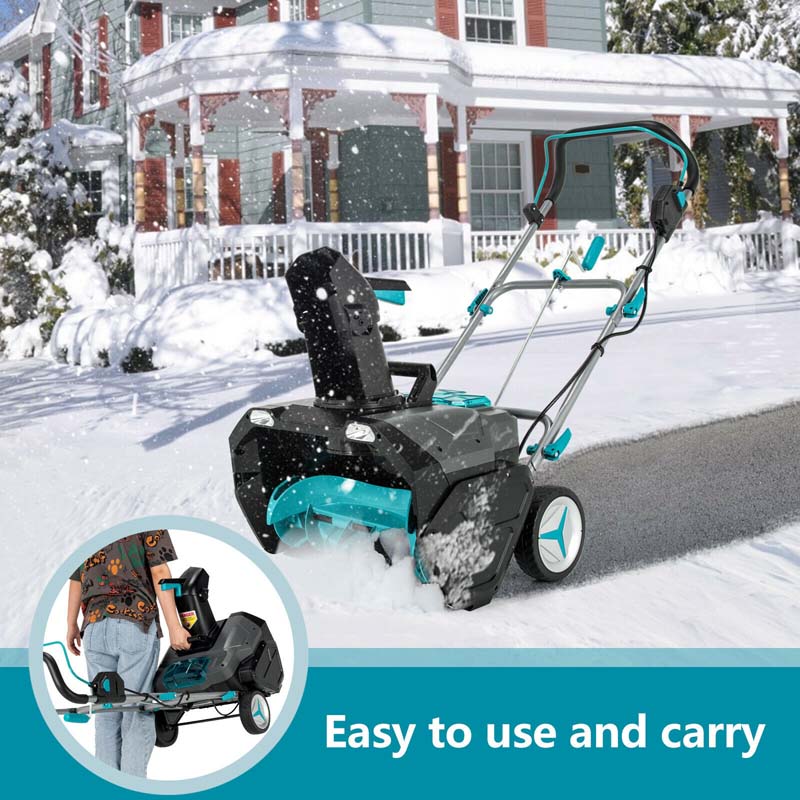 40V 20" Electric Snow Thrower with Dual LED Lights, Cordless Snow Blower w/2 x 4.0 Ah Battery & Charger