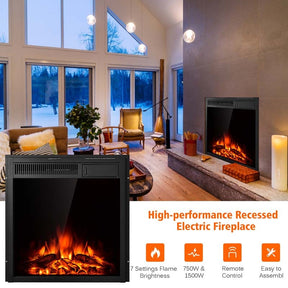 22.5" Electric Fireplace Insert, 1500W Recessed & Freestanding Electric Fireplace Heater with 7-Brightness Flame