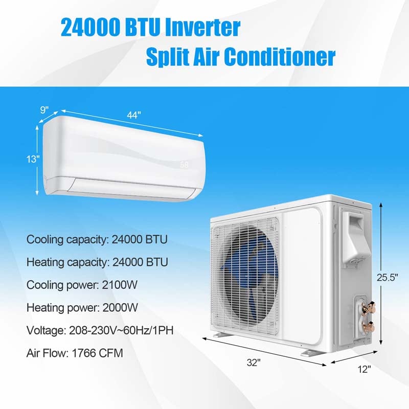 Canada Only - 24000BTU 208-230V Mini Split Inverter Air Conditioner & Heater