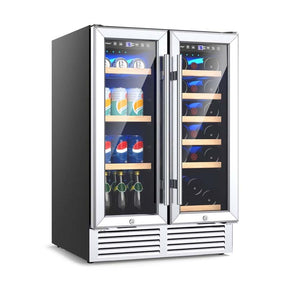 24" Large Dual Zone Wine Beverage Cooler Refrigerator Built-In & Freestanding Beer Fridge Wine Cellar